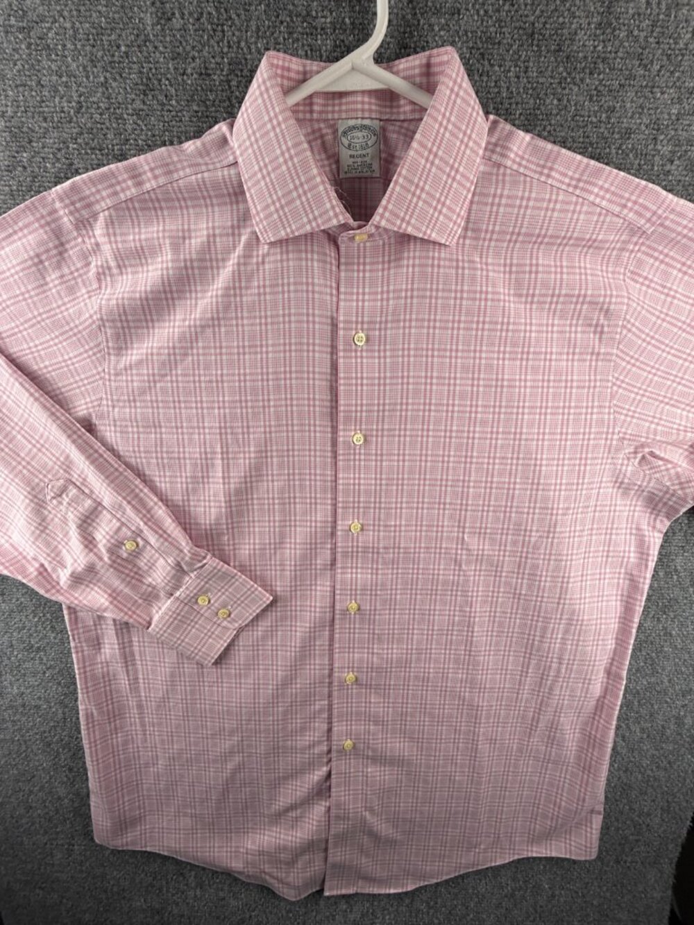 Brooks Brothers Pink Non-Iron Regent Check Cotton 16.5 33 Shirt Button Up Mens